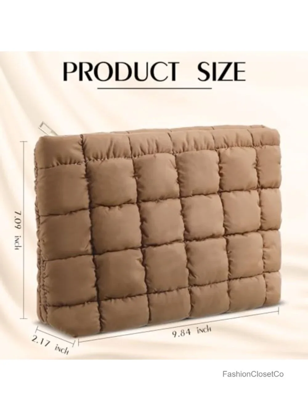 Puffy Quilted Nylon Makeup Bag Cosmetic Case Travel Toiletry Organizer Pouch